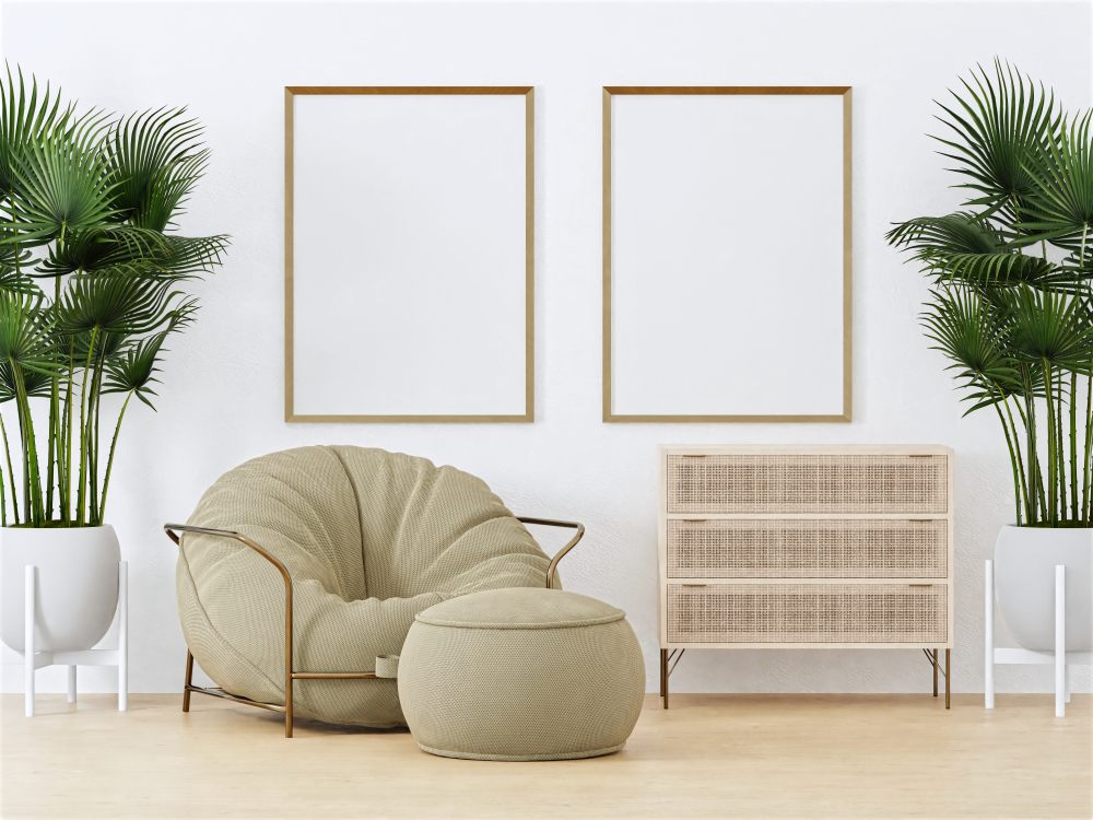 living room with plants